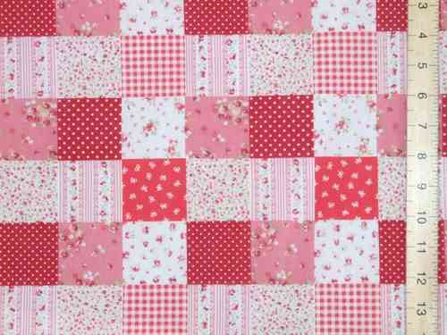 Patchwork Polycotton Fabric (p/c Red)