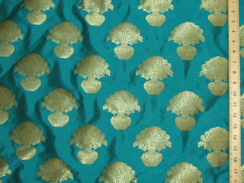 Rich Brocade Fabric - Jade (45" wide)