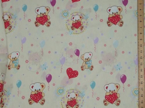 Extra Wide Teddy Printed Polycotton 90" wide (sheeting) [Cream]