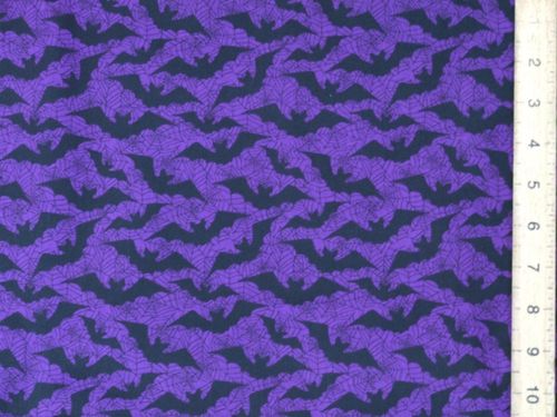 Halloween Prints Polycotton - Bats (Purple)