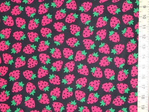 Large Strawberry Print Pure Cotton - NAVY