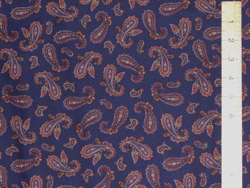 Printed Pure Cotton Fabric - Paisley (Navy)
