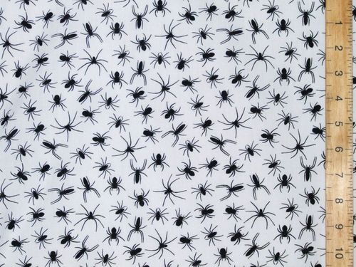 Halloween Prints Polycotton - Spiders (Black on White)