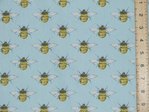 Printed Pure Cotton Bees / Wasps - Sky