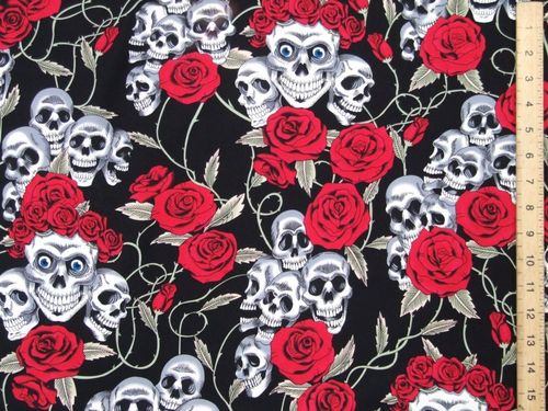 Skull & Roses Ultimate Print Pure Cotton (Black)