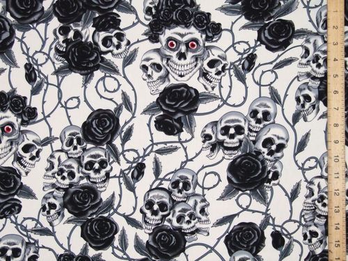 Skull & Roses Ultimate Print Pure Cotton (Ivory)