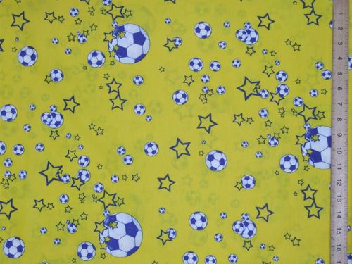 Extra Wide Footbal & Stars Polycotton 90" wide (yellow)