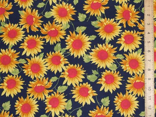 Sunflower Print Pure Cotton (Navy)