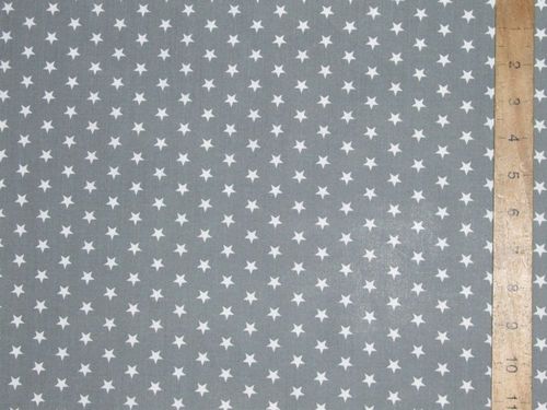 Star Printed Polycotton Fabric - Grey