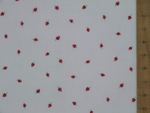 Pretty Strawberry Printed Polycotton Fabric