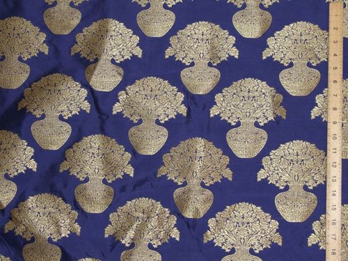 Rich Brocade Fabric - Blue (45" wide)