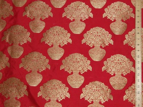 Rich Brocade Fabric - Red (45" wide)
