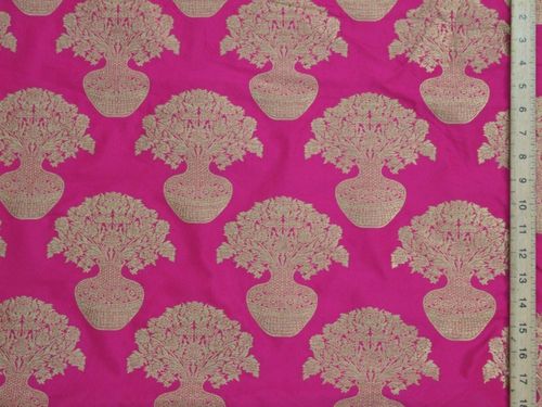 Rich Brocade Fabric - Cerise (45" wide)