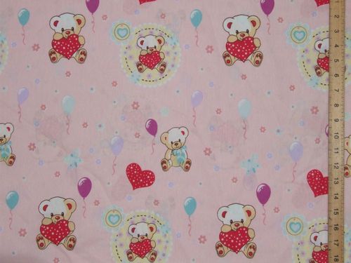 Extra Wide Teddy Printed Polycotton 90" wide (sheeting) [Pink]