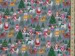 A Busy Christmas Polycotton - Grey