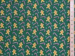 Ginger Bread & Candy Christmas Polycotton - Dark Green