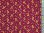 Ginger Bread & Candy Christmas Polycotton - Red