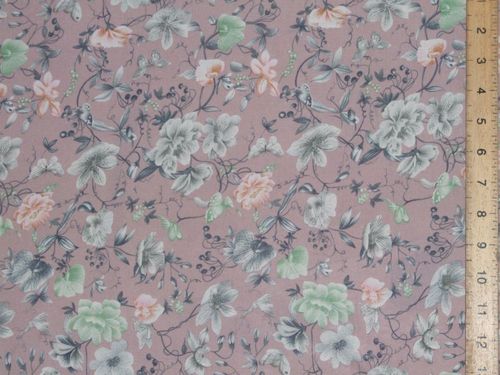 Floral Printed Viscose Fabric 58" wide - (Dusty Pink)