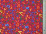 Alphabet ABC Letters Polycotton Fabric (Red)