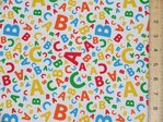 Alphabet ABC Letters Polycotton Fabric (White)