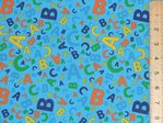 Alphabet ABC Letters Polycotton Fabric (Turquoise)