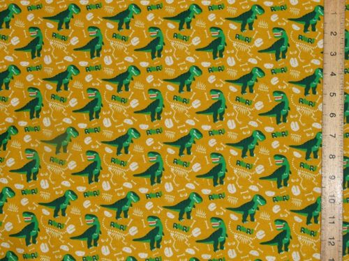 Winciette / Brushed Cotton - Dinosaurs (Yellow)