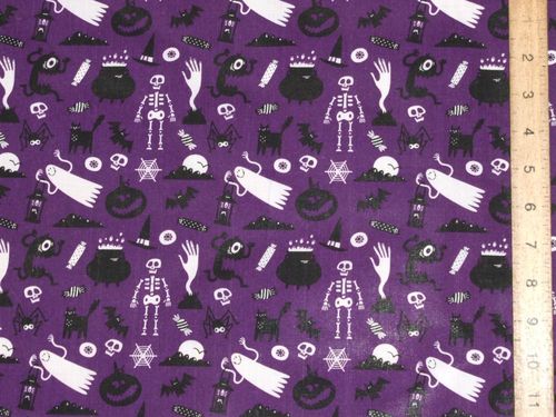 Halloween Prints Polycotton - Cauldrons (Purple)