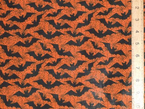 Halloween Prints Polycotton - Bats (Orange)